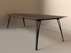 Custom Fortis dining table, 8 seat wide format, with walnut top and black base