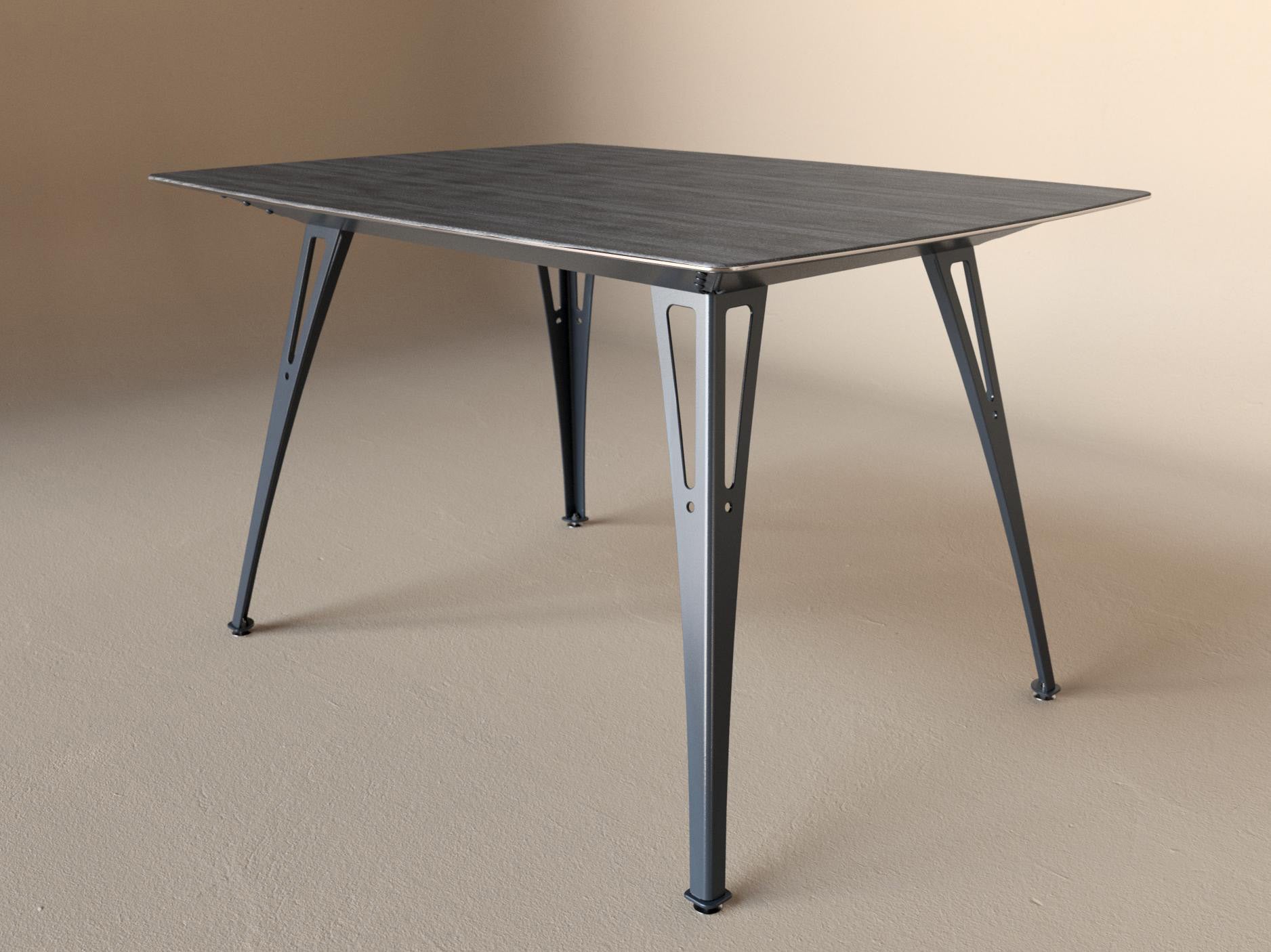 Custom Fortis dining table, 4 seat narrow format, with black maple top and black base