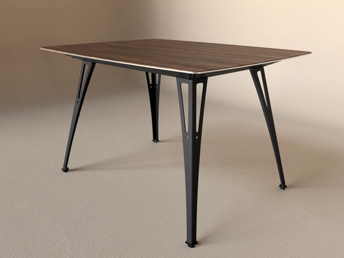 Custom Fortis dining table, 4 seat narrow format, with walnut top and black base