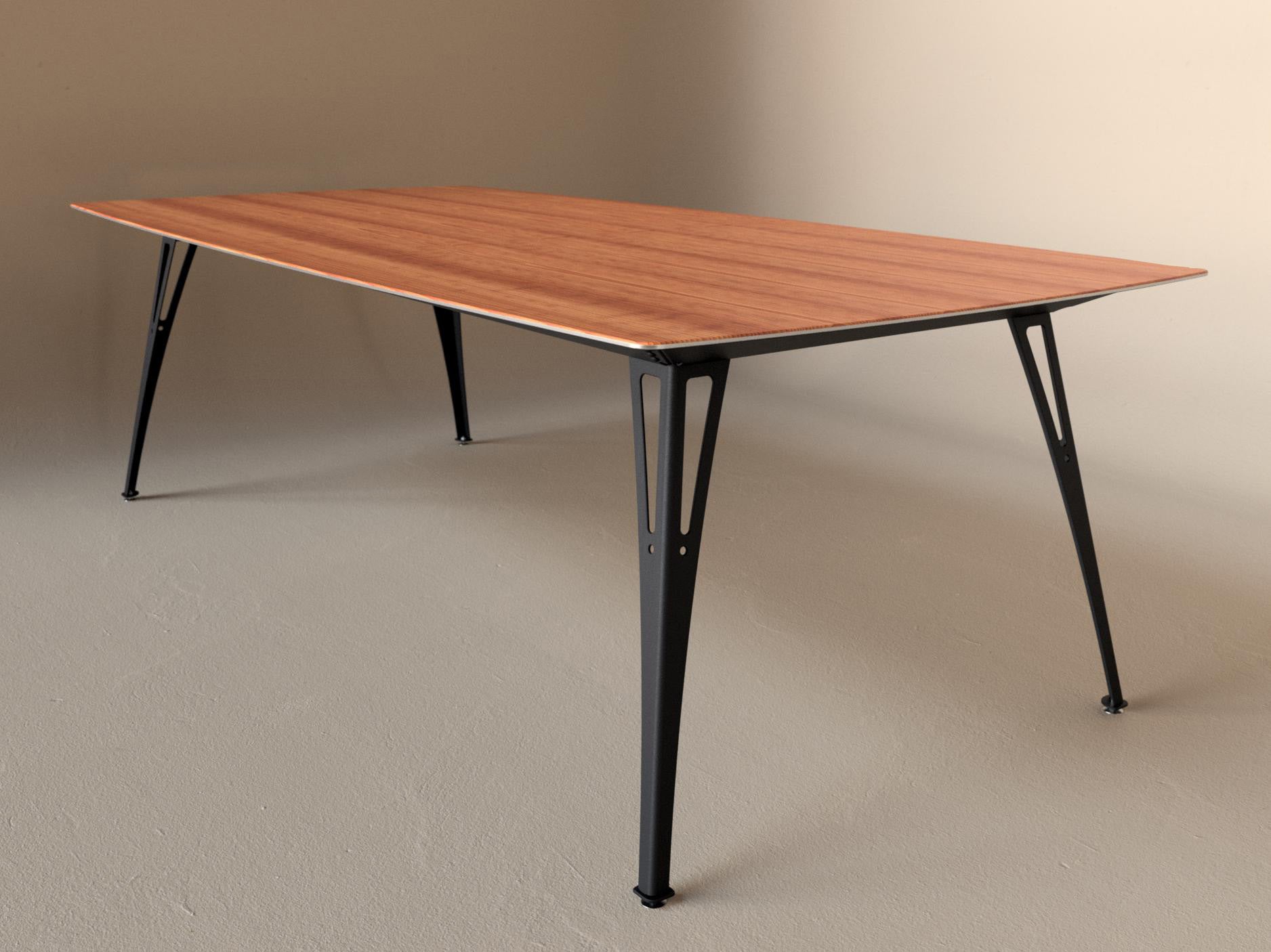 Custom Fortis dining table, 8 seat wide format, with cherry top and black base