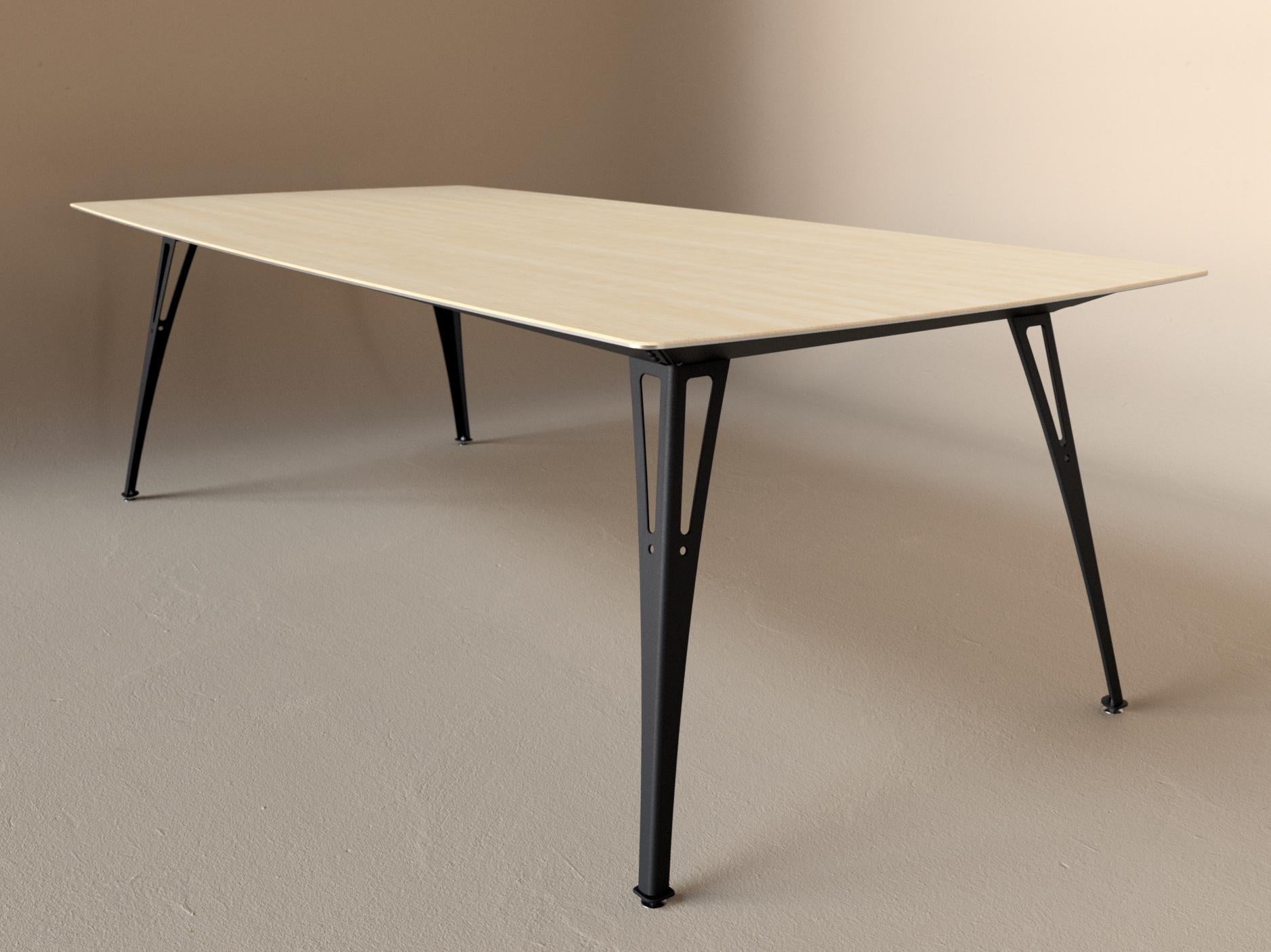 Custom Fortis dining table, 8 seat wide format, with maple top and black base